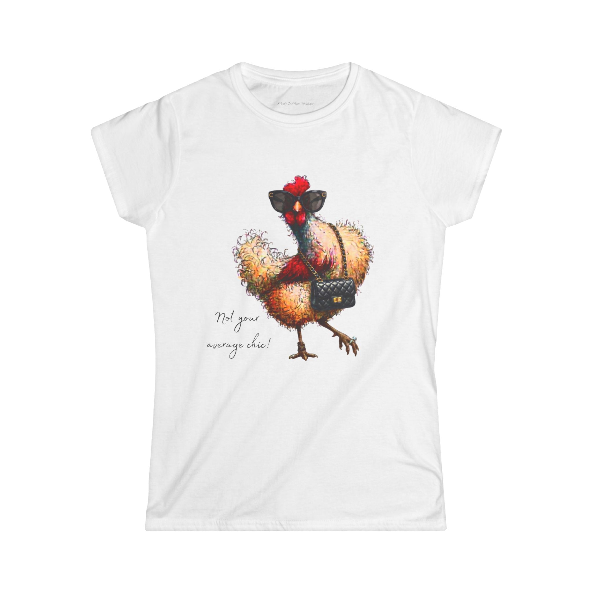 Chicken Crossbody Illustration Tee — 'Not Your Average Chic' T-Shirt