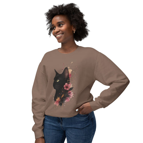 Black Cat Floral Crewneck Sweatshirt