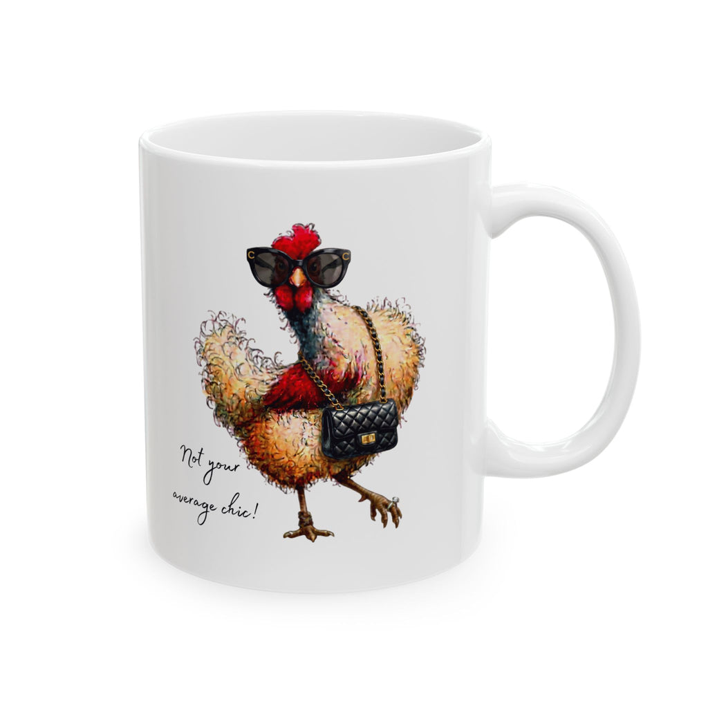 Rooster Watercolor Ceramic Mug — 'Not Your Average Cock' Funny Farmhouse Coffee Cup