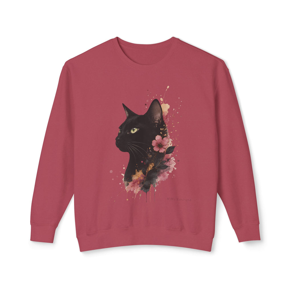 Black Cat Floral Crewneck Sweatshirt