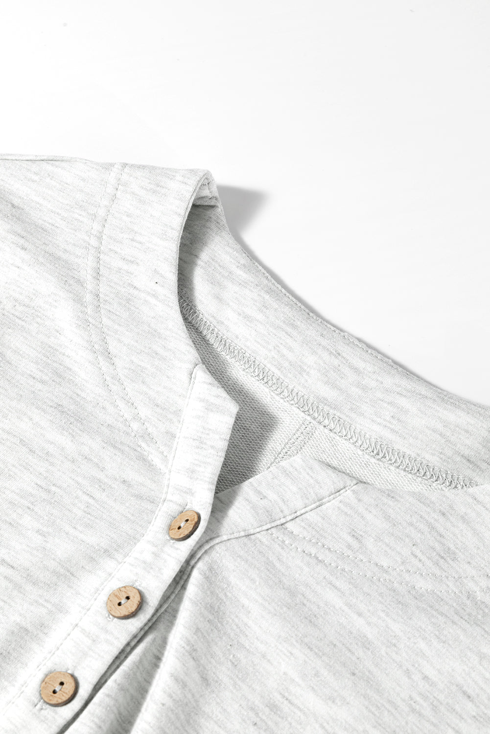 Two Tone Contrast Waffle Knit Patched Buttoned V Neck Top