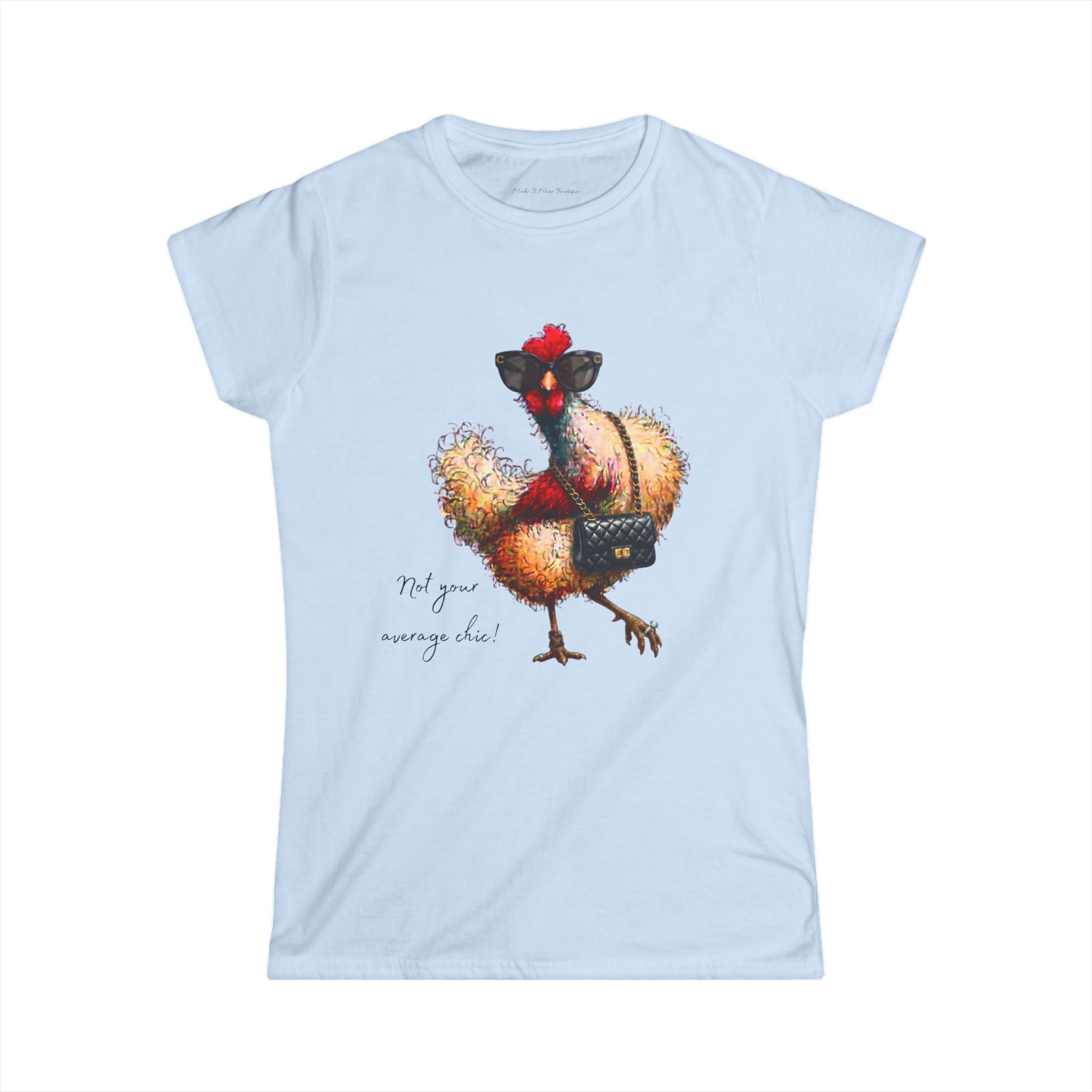 Chicken Crossbody Illustration Tee — 'Not Your Average Chic' T-Shirt