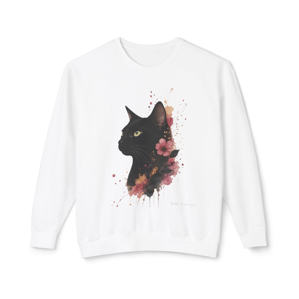 Black Cat Floral Crewneck Sweatshirt