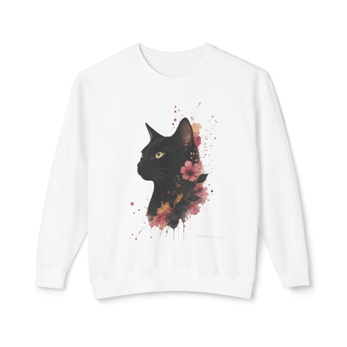 Black Cat Floral Crewneck Sweatshirt