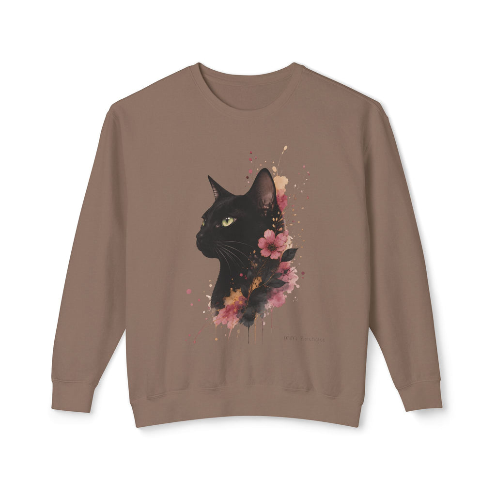 Black Cat Floral Crewneck Sweatshirt