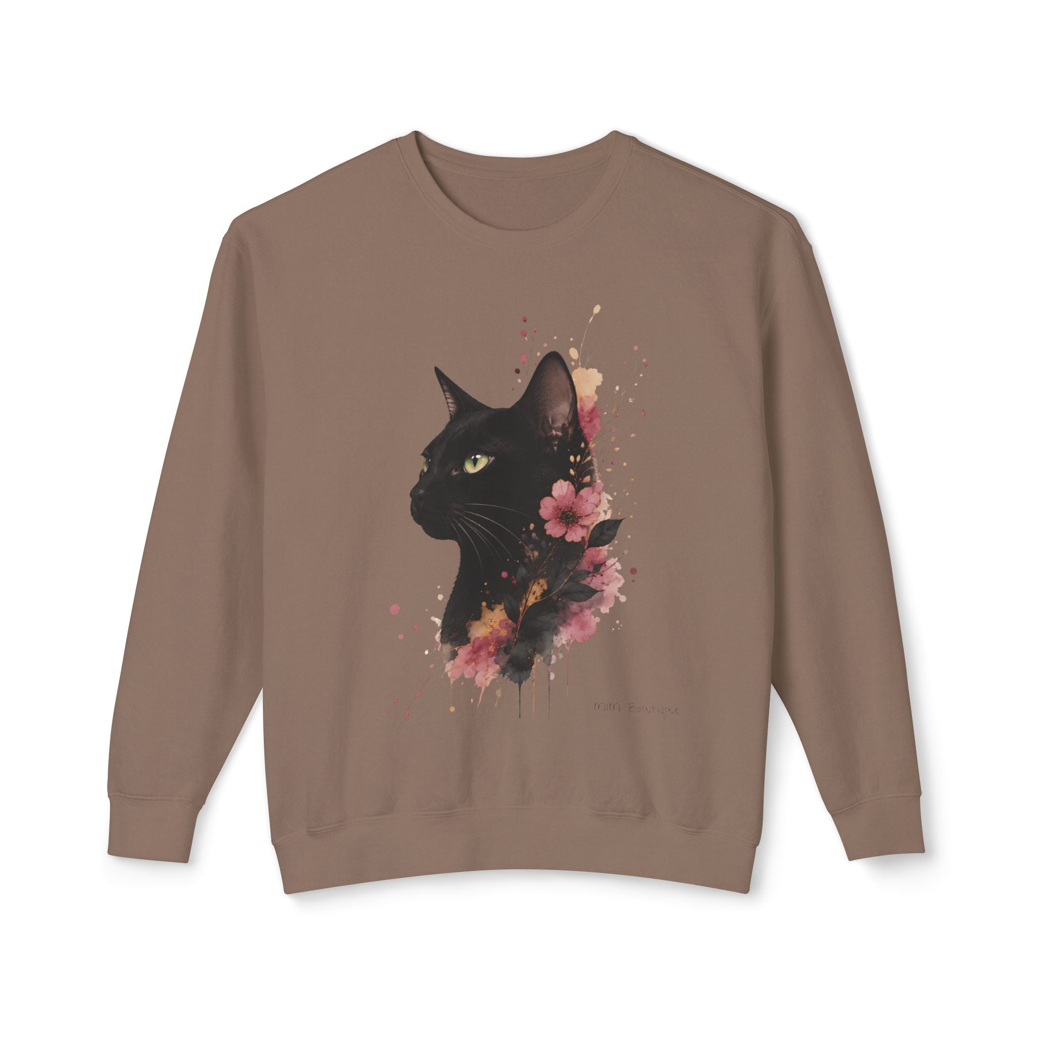 Black Cat Floral Crewneck Sweatshirt