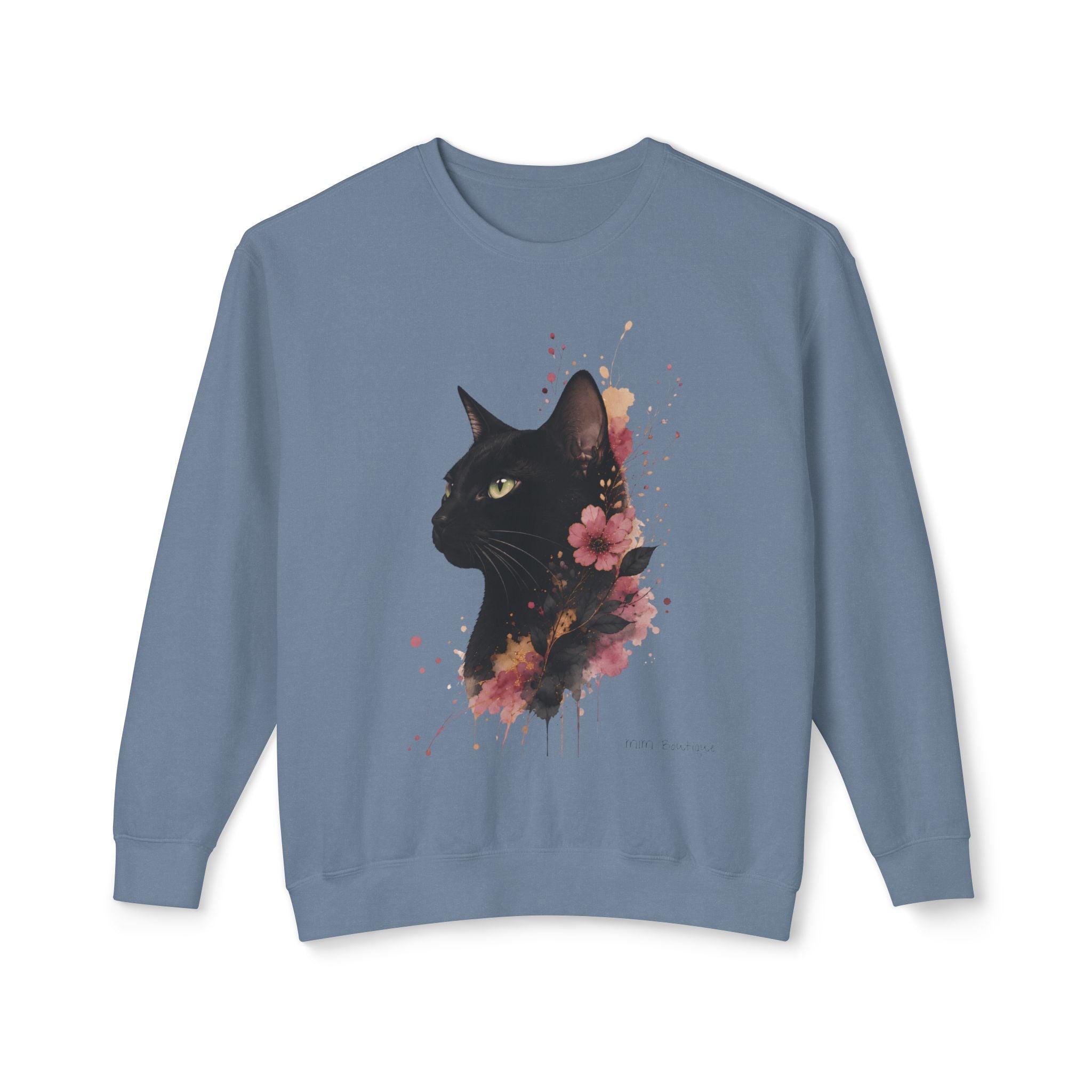 Black Cat Floral Crewneck Sweatshirt